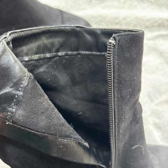 Le Château Stiletto Ankle Boots Black Suede Look Platform Booties Size 10/40 - Picture 5 of 12